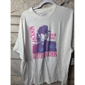 Janet Jackson Rhythm Nation Tour 1990 Graphic Tee White XL Charlotte Russe NEW